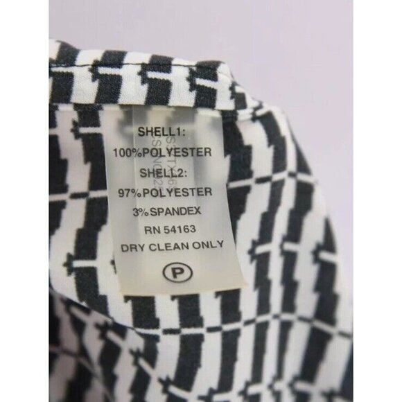 Calvin Klein Womens Silky Blouse Top Houndstooth Print Black White Sz Small - Picture 9 of 10